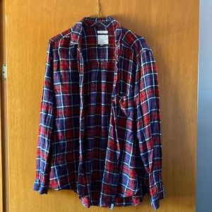 Boyfriend fit plaid button up shirt